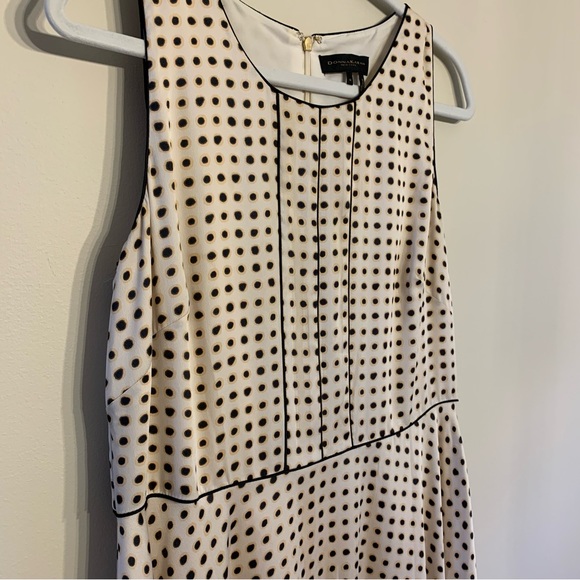 Donna Karan New York | Water Garden Polka Dot Tent Midi Dress Cream Black Blush - Picture 3 of 7